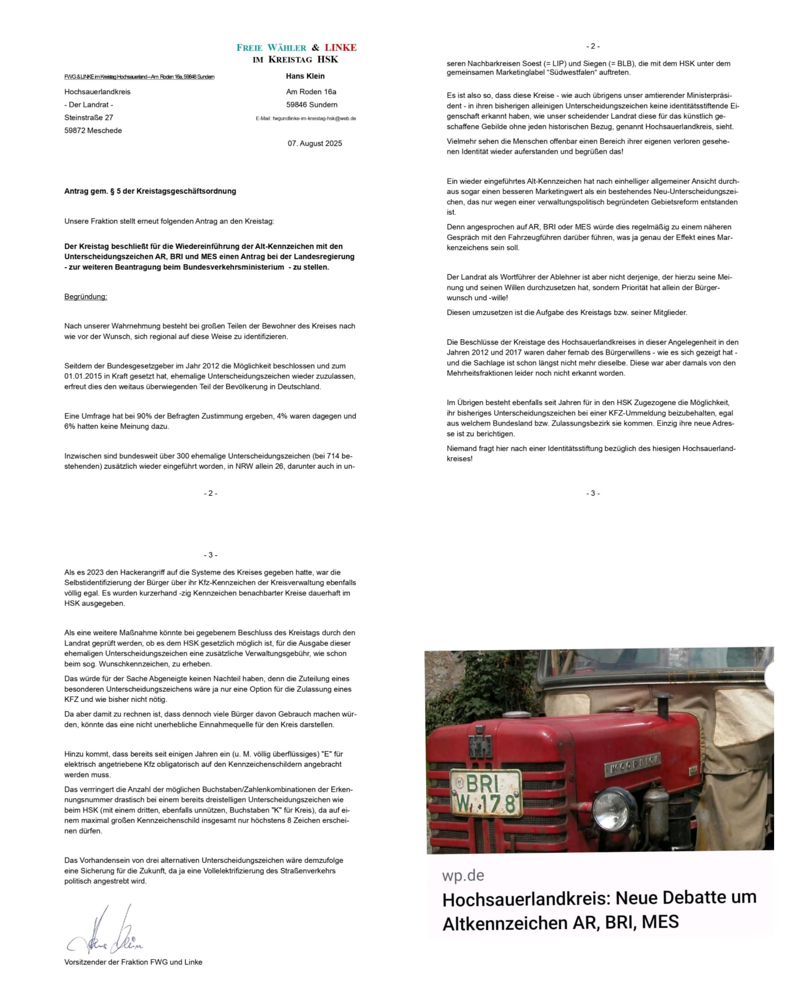 Antrag Autokennzeichen 2025