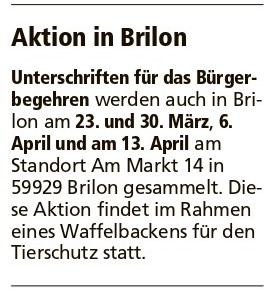 Sauerlandkurier Arnsberg Sundern 23.03.2024 Aktion Brilon